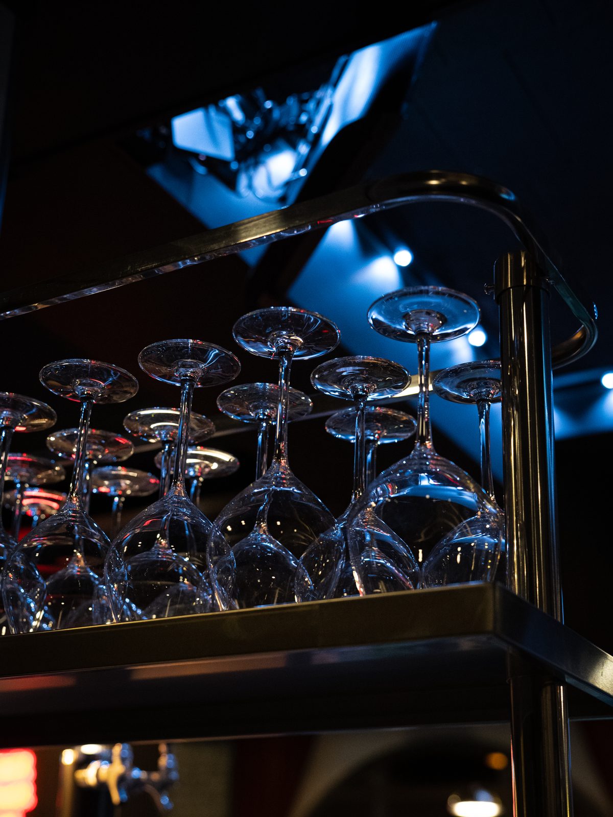 Glassware on the bar cart